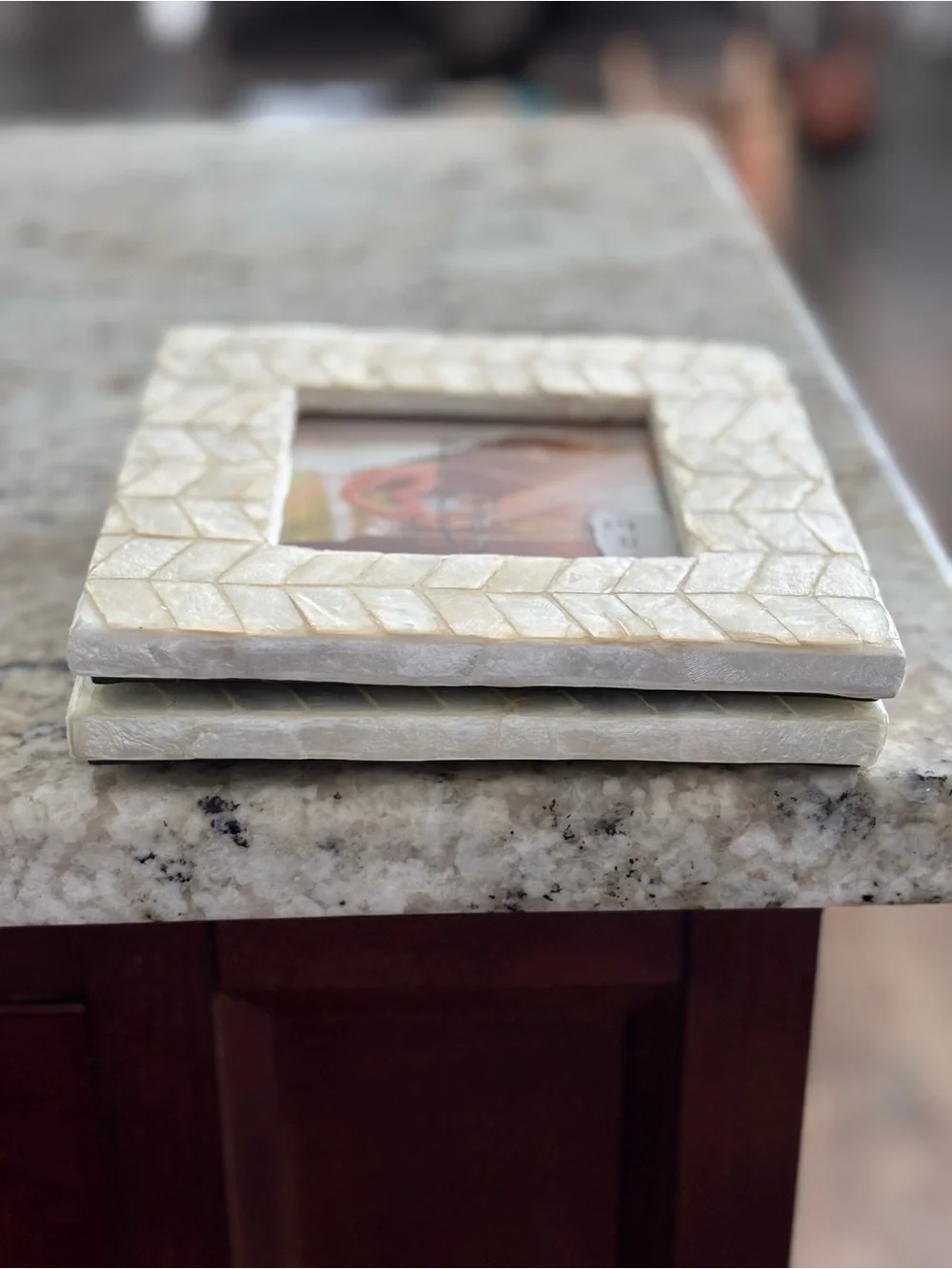NEW PAIR Of 4x4 Photo Frames Nicole Miller Pearly Capiz Shell White Philippines